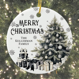 Schwarz Weiße Elegante Weihnachten Keramik Ornament