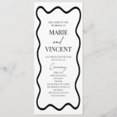 Schwarz Weiße Elegante Wellenförmige Hochzeitsgren Programm (Vorderseite)