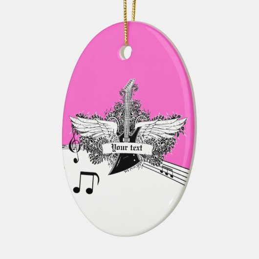 Schwarz-weiße elektrische Gitarre des heißen Rosas Keramikornament (Links)