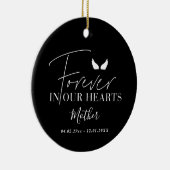 Schwarz-weiße Engelsflügel Weihnachtsbaum Keramik Ornament (Rechts)