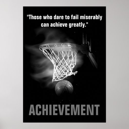 Schwarz-weiße Errungenschaft Basketball Motivieren Poster (Vorne)
