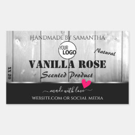 Schwarz-weiße Etiketten von Holzkörnern Herzlogos Rechteckiger Aufkleber