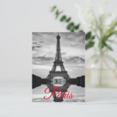 Schwarz-weiße europäische Reise Eiffel-Turm-Paris Postkarte (Stehend Vorderseite)