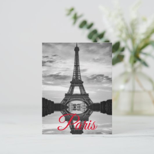 Schwarz-weiße europäische Reise Eiffel-Turm-Paris Postkarte (Stehend Vorderseite)