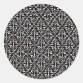 Schwarz-weiße Extravagante Scrolls im Diamantmuste Runder Aufkleber (Vorderseite)