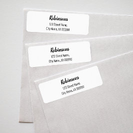Schwarz-weiße Familienname-Adresse