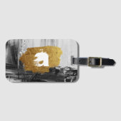 Schwarz-weiße Farbe mit personalisierter Monogramm Gepäckanhänger (Vorderseite (Horizontal))