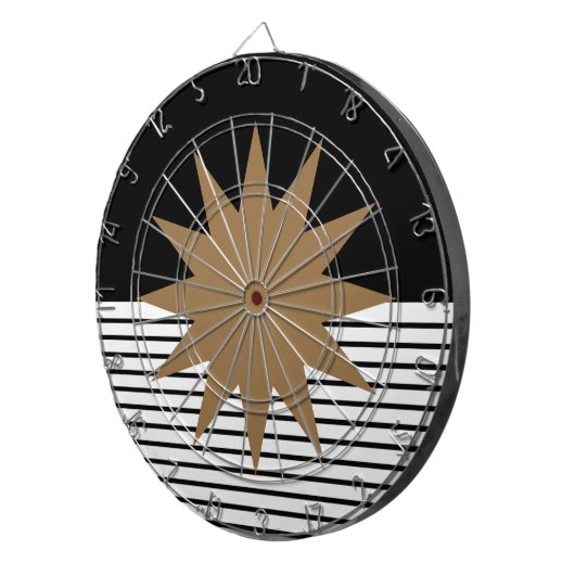 Schwarz-weiße Farbkombination und Braun Dartscheibe (Vorderseite rechts)
