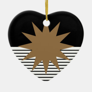 Schwarz-weiße Farbkombination und Braun Keramik Ornament