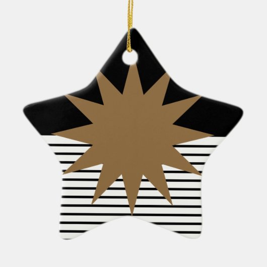 Schwarz-weiße Farbkombination und Braun Keramik Ornament (Vorne)