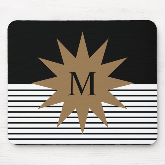 Schwarz-weiße Farbkombination und Braun Mousepad (Vorne)