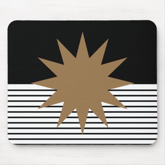 Schwarz-weiße Farbkombination und Braun Mousepad (Vorne)