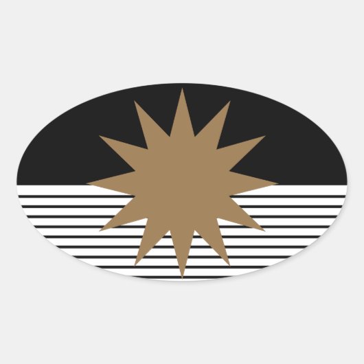 Schwarz-weiße Farbkombination und Braun Ovaler Aufkleber (Vorderseite)