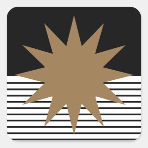 Schwarz-weiße Farbkombination und Braun Quadratischer Aufkleber