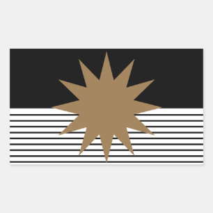 Schwarz-weiße Farbkombination und Braun Rechteckiger Aufkleber