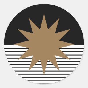 Schwarz-weiße Farbkombination und Braun Runder Aufkleber