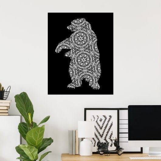 Schwarz-weiße Farbkunst Poster (Heimbüro)