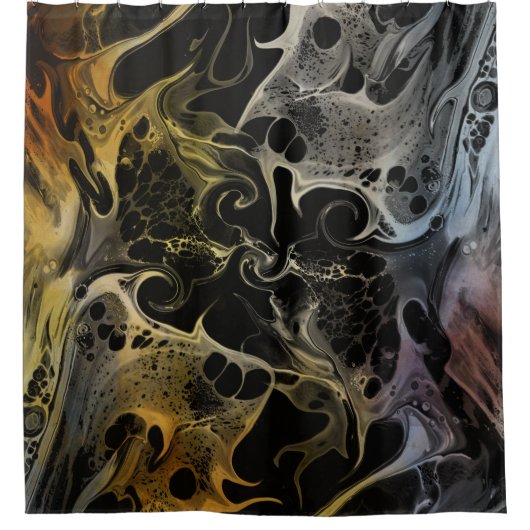 SCHWARZ-WEISSE FARBSCHWELLEN DUSCHVORHANG (Vorderseite)