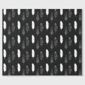 Schwarz-weiße Federn Geschenkpapier (Flach)