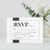 Schwarz-weiße, fette Auswahl an Hochzeitsmahlzeite RSVP Karte (Stehend Vorderseite)