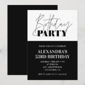 Schwarz-weiße fette Typografie 53. Geburtstag Einladung (Vorne/Hinten)