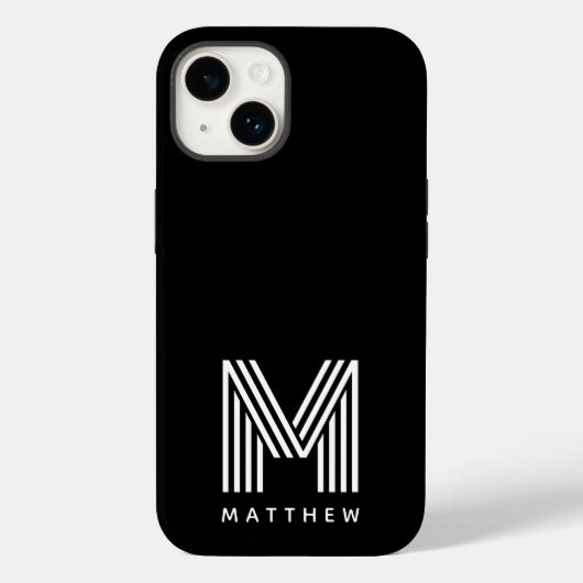 Schwarz-weiße Fettmonogramm Case-Mate iPhone Hülle (Rückseite)