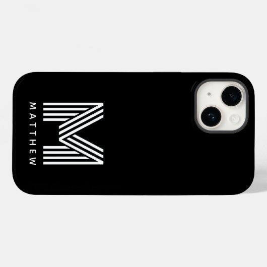 Schwarz-weiße Fettmonogramm Case-Mate iPhone Hülle (Rückseite (Horizontal))