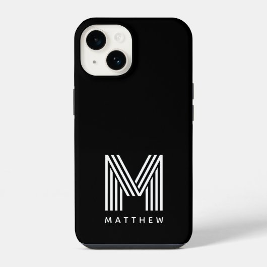 Schwarz-weiße Fettmonogramm iPhone Hülle (Rückseite)