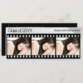 Schwarz-weiße Filmstrip Abschluss-Mitteilung Einladung (Vorne/Hinten)