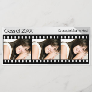 Schwarz-weiße Filmstrip Abschluss-Mitteilung Einladung