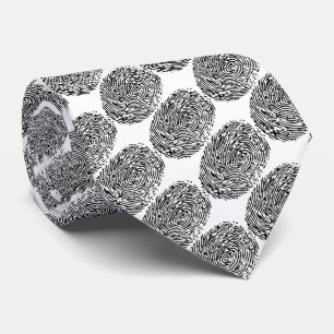 Schwarz-weiße Fingerabdrücke von lustigen Kriminel Krawatte