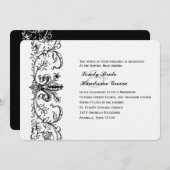 Schwarz-weiße flämische katholische Hochzeitseinla Einladung (Vorne/Hinten)