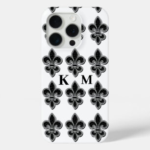 Schwarz-weiße Fleur De Lis Case-Mate iPhone Hülle