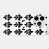 Schwarz-weiße Fleur De Lis Case-Mate iPhone Hülle (Rückseite (Horizontal))