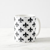 Schwarz-weiße Fleur-de-lis Kaffeetasse (VorderseiteRechts)