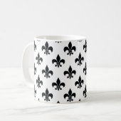 Schwarz-weiße Fleur-de-lis Kaffeetasse (Vorderseite Links)