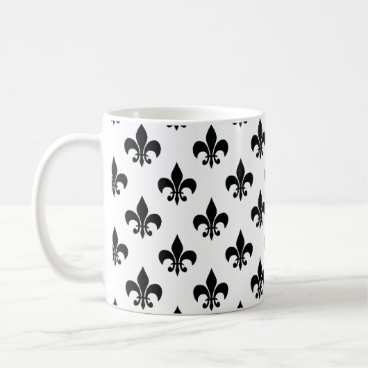 Schwarz-weiße Fleur-de-lis Kaffeetasse (Links)