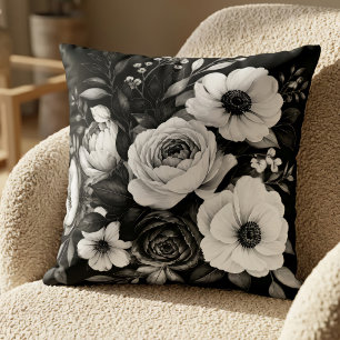 Schwarz-Weiße Flora Kissen