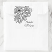 Schwarz-weiße florale Blume Brautparty Gefallen Quadratischer Aufkleber (Tasche)