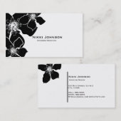 Schwarz-weiße florale Blume Elegante Visitenkarte (Vorne/Hinten)