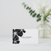 Schwarz-weiße florale Blume Elegante Visitenkarte (Stehend Vorderseite)