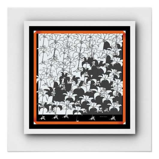 Schwarz-weiße florale Blume Poster (Vorderseite)