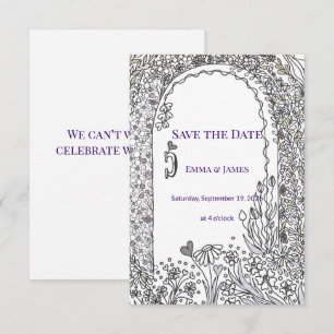 Schwarz-Weiße Florale Garten-Tür-Hochzeit Save The Date
