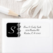 Schwarz-weiße florale geblüht Monogramm-Etiketten (Insitu)