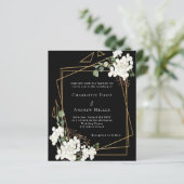 Schwarz-weiße Florale geometrische Hochzeitseinlad (Stehend Vorderseite)