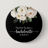 Schwarz-Weiße Florale Junggesellinnenparty Button (Vorderseite)