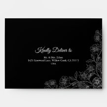 Schwarz-weiße florale Line-Art-Hochzeit