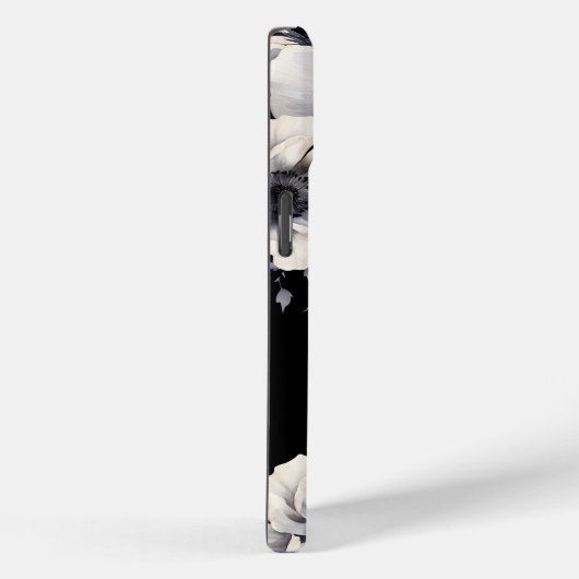 Schwarz-weiße florale Monogramm Case-Mate iPhone Hülle (Rückseite / Rechts)