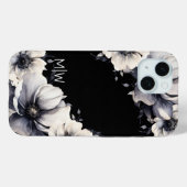 Schwarz-weiße florale Monogramm Case-Mate iPhone Hülle (Rückseite (Horizontal))
