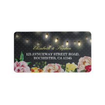 Schwarz-weiße florale String Light Polka Dots Wedd